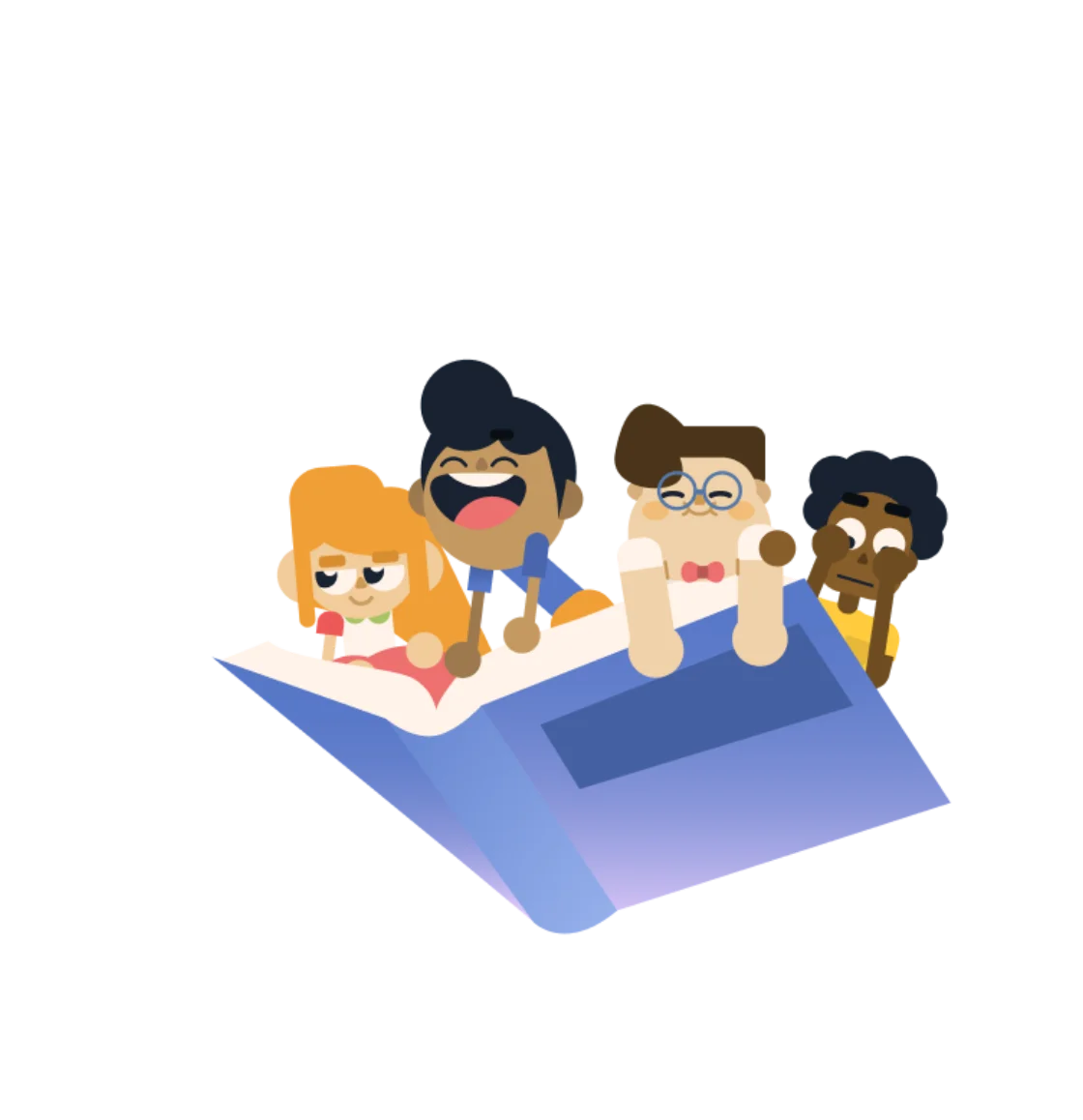 Children reading a book together
